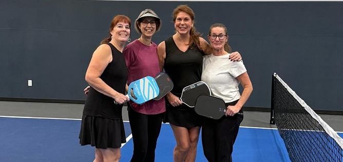 Indoor pickleball championship courts at Pad N Paddle